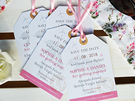 Luggage tag style save the dates